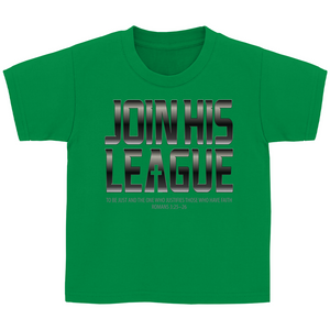 Kinder T-Shirt Join his league romans 3:25-26