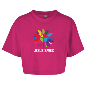 Damen Oversize Crop Top jesus saves