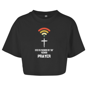 Damen Oversize Crop Top enter the password for god
