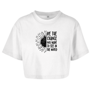 Damen Oversize Crop Top be the change you want to see in the world