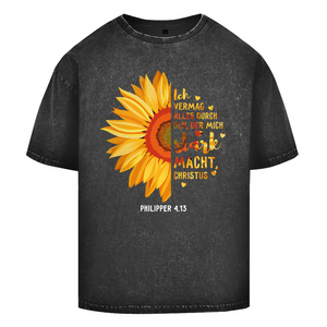 Oversize Washed T-Shirt christus der mich stark macht philipper 4.13