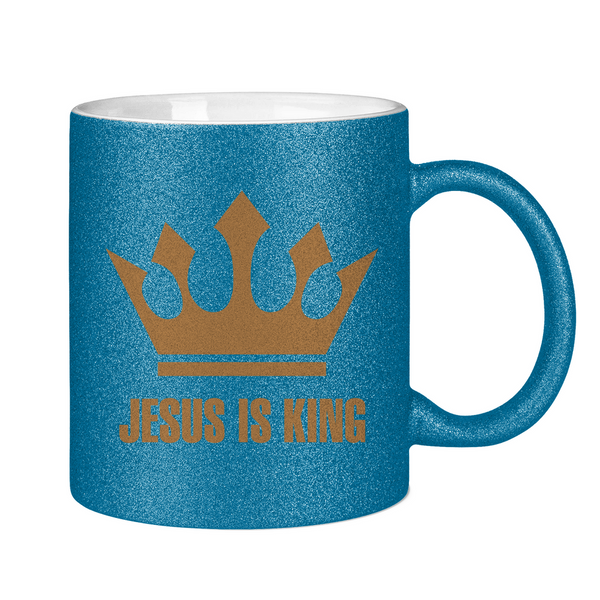 Glitzertasse jesus is king krone