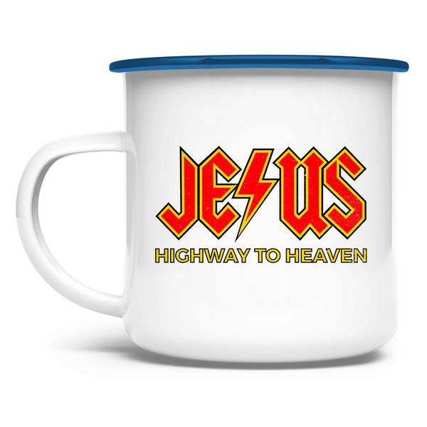 Emaille Tasse jesus highway to heaven