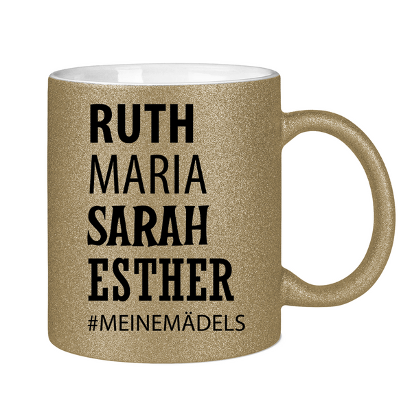 Glitzertasse ruth maria sarah esther