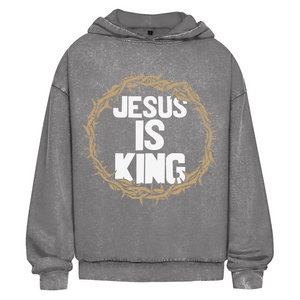 Oversize Washed Hoodie jesus is king dornenkrone