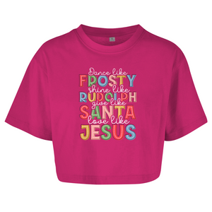 Damen Oversize Crop Top give like santa love like jesus