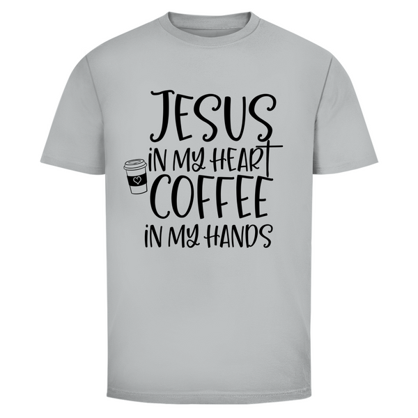 Herren T-Shirt jesus in my heart coffee in my hands