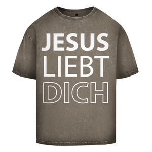 Oversize Washed T-Shirt jesus liebt dich