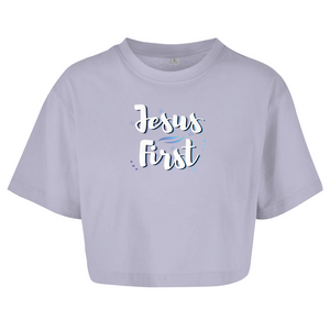Damen Oversize Crop Top jesus first