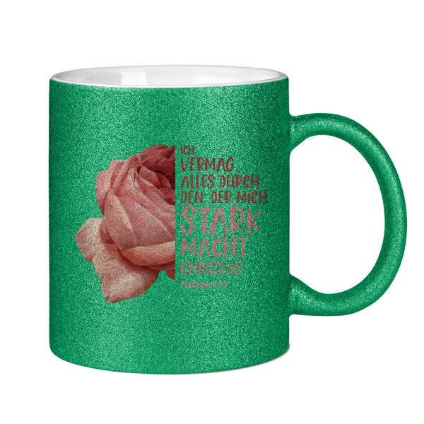 Glitzertasse der mich stark macht blume