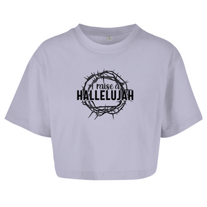 Damen Oversize Crop Top i raise a hallelujah dornenkrone