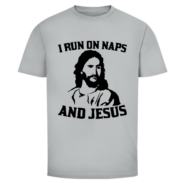 Herren T-Shirt i run on naps and jesus