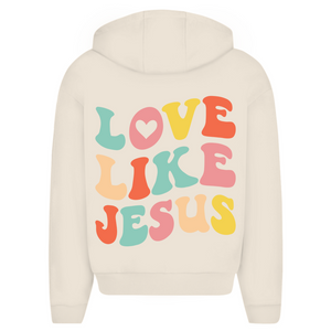 Oversize Zipper Hoodie love like jesus retro