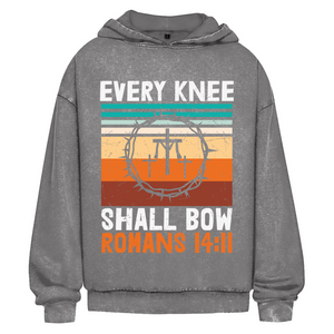 Oversize Washed Hoodie every knee shall bow romans 14:11