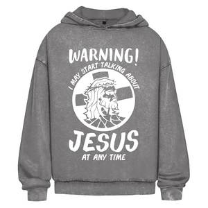Oversize Washed Hoodie jesus at any time