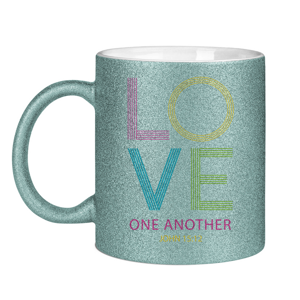 Glitzertasse love one another