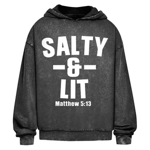Oversize Washed Hoodie salty and lit matthew 5:13