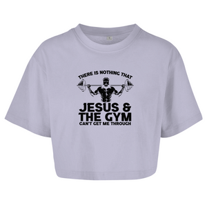 Damen Oversize Crop Top jesus and gym