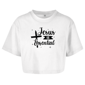 Damen Oversize Crop Top jesus is essential