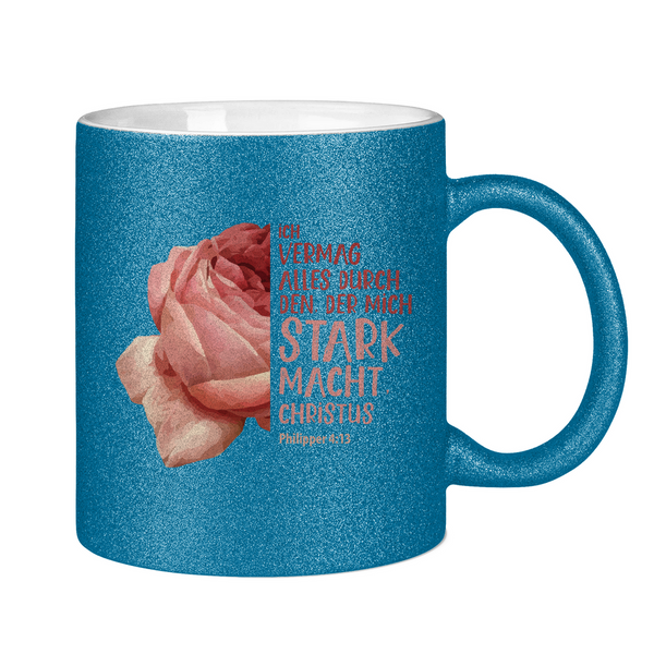 Glitzertasse der mich stark macht blume