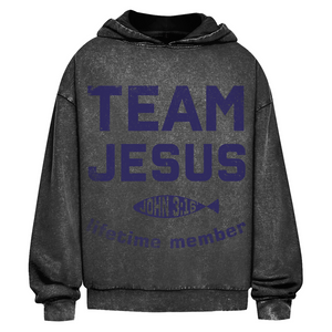 Oversize Washed Hoodie team jesus john 3:16