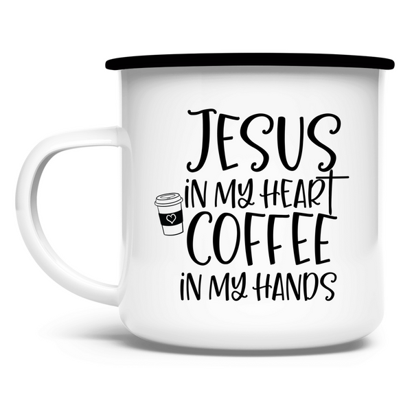 Emaille Tasse jesus in my heart coffee in my hands