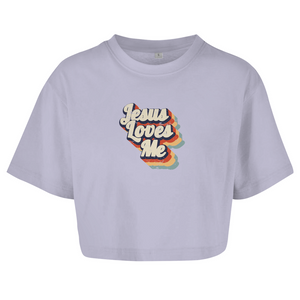 Damen Oversize Crop Topjesus loves me