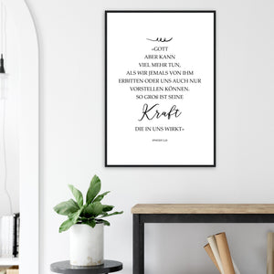 kraft die in uns wirkt epheser 3,20 Poster mit Holzrahmen