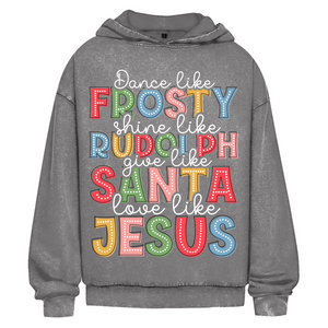 Oversize Washed Hoodie give like santa love like jesus
