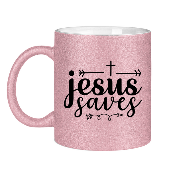 Glitzertasse jesus saves