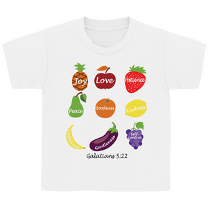 Kinder T-Shirt joy love patience galatians 5:22
