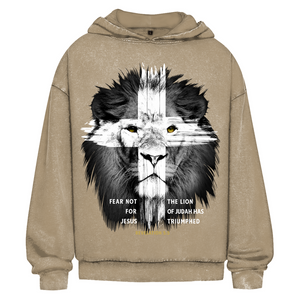 Oversize Washed Hoodie fear not for jesus revelation 5:5