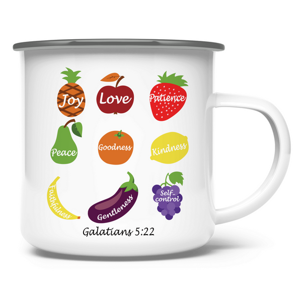 Emaille Tasse joy love peace galatians 5:22