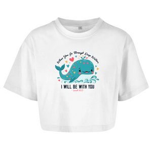 Damen Oversize Crop Top Deep Waters Isaiah 43:2
