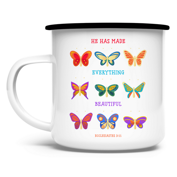 Emaille Tasse made everyhing beautiful ecclesiastes 3:11