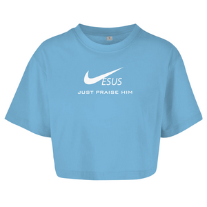 Damen Oversize Crop Top jesus just praise him