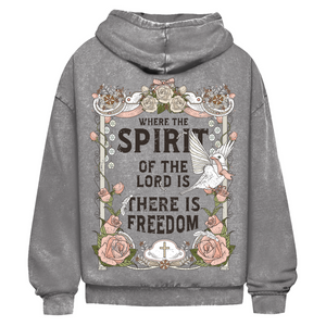 Oversize Washed Hoodie where the spirit of the lord