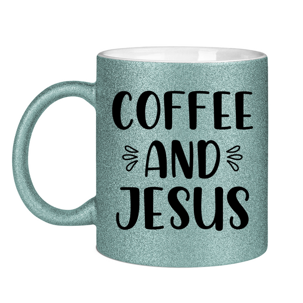 Glitzertasse coffee and jesus