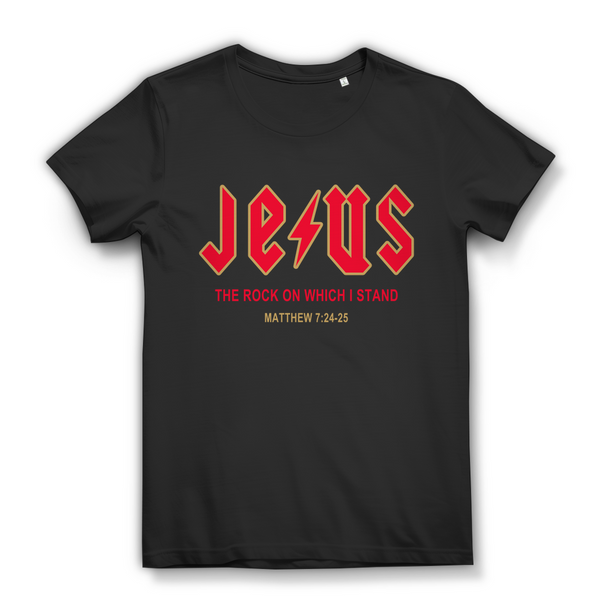 Damen Bio T-Shirt jesus the rock matthew 7:24-25