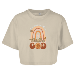Damen Oversize Crop Top trusting god