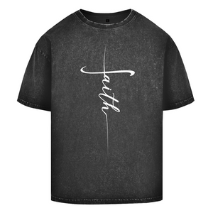 Oversize Washed T-Shirt faith kreuz