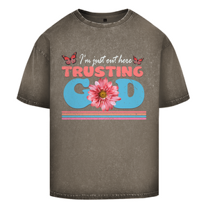 Oversize Washed T-Shirt i am just out here trusting god
