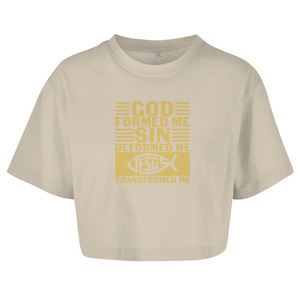Damen Oversize Crop Top god formed me