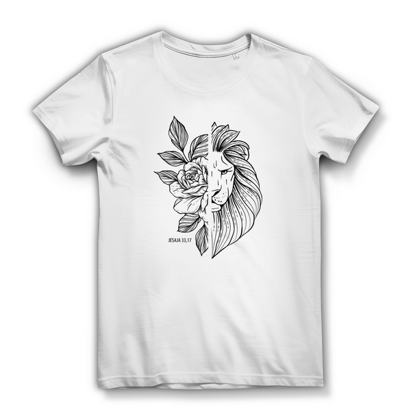 Damen Bio T-Shirt Blume Löwe jesaja 33,17