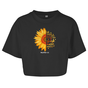 Damen Oversize Crop Top christus der mich stark macht philipper 4.13