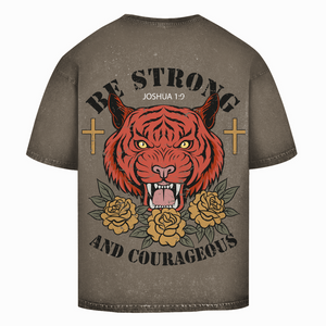 Oversize Washed T-Shirt be strong and courageous joshua 1:9