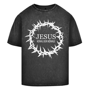 Oversize Washed T-Shirt jesus könig der könige dornenkrone