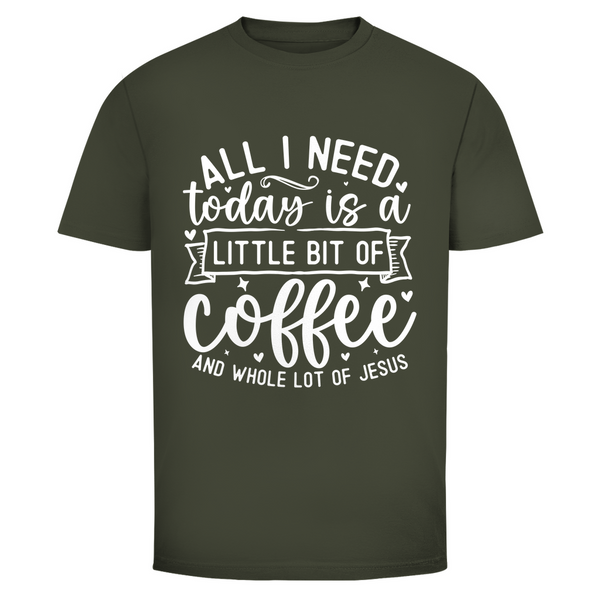 Herren T-Shirt little bit of coffee and whole lot of jesus