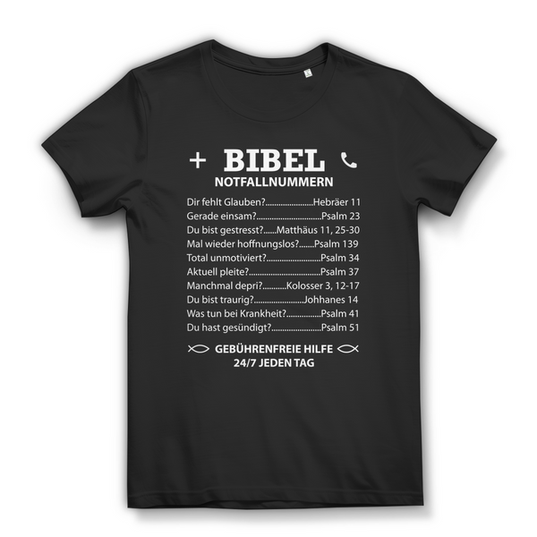 Damen Bio T-Shirt bibel notfallnummern