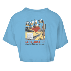 Damen Oversize Crop Top learn to do right isaiah 1:17